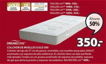 JYSK Dreamzone Colchón De Muelles Gold S60 oferta