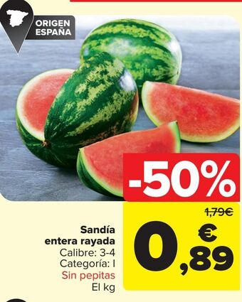 Carrefour Sandía entera rayada oferta
