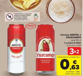 Carrefour Cerveza amstel o cruzcampo oferta