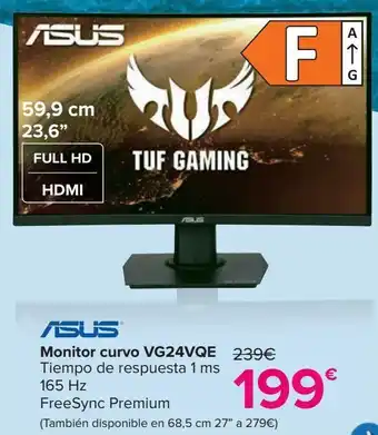 Carrefour Asus monitor curvo vg24vqe oferta