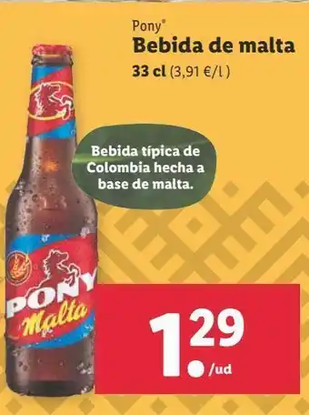 Lidl Bebida de malta pony oferta