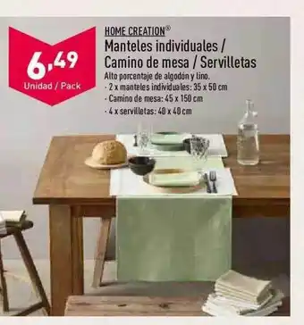 ALDI Home Creation Manteles Individuales Camino De Mesa Servilletas oferta