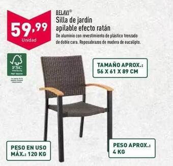 ALDI Belavi Silla De Jardín Apilable Efecto Ratán oferta