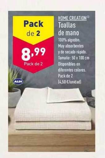 ALDI Home Creation Toallas De Mano oferta