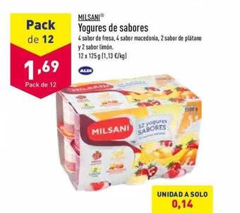 ALDI Milsani Yogures De Sabores oferta