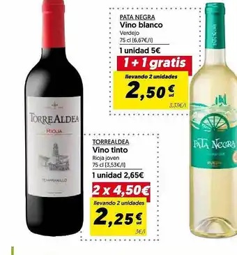 Hiper Usera Pata Negra Vino Blanco Torrealdea Vino Tinto oferta