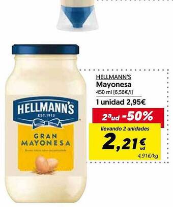 Hiper Usera 2a Ud -50% Hellmann's Mayonesa oferta