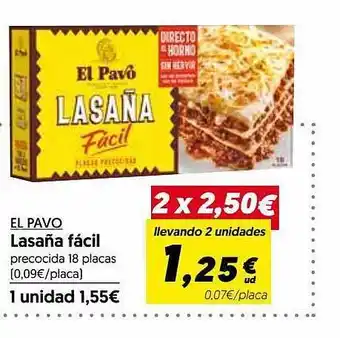Hiper Usera El Pavo Lasaña Fácil oferta