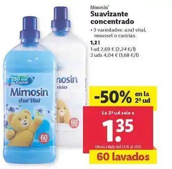 Lidl -50% En La 2da Ud Mimosin Suavizante Concentrado oferta