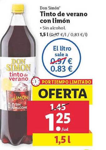 Lidl Don Simón Tinto De Verano Con Limón oferta