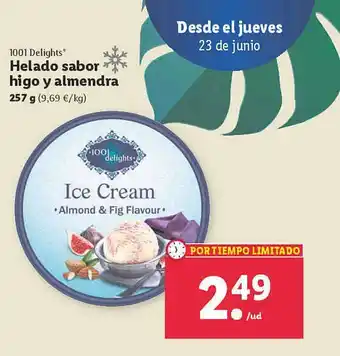 Lidl 1001 Delights Helado Sabor Higo Y Almendra oferta