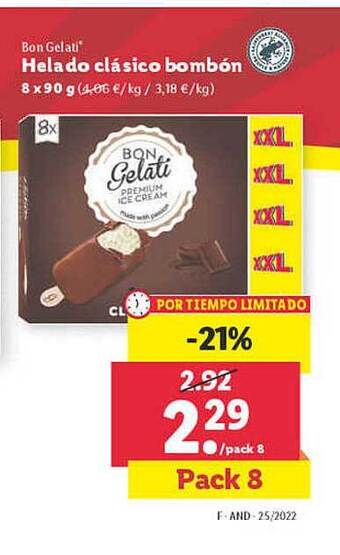 Lidl Bon Gelati Helado Clásico Bombón oferta