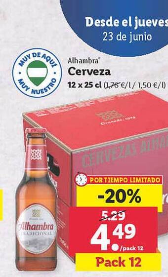 Lidl Alhambra Cerveza oferta