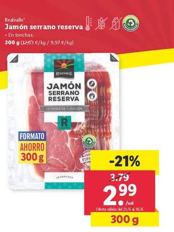 Lidl Realvalle Jamón Serrano Reserva oferta