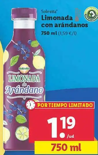 Lidl Solevita Limonada Cona Arándanos oferta