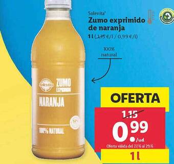Lidl Solevita Zumo Exprimido De Naranja oferta