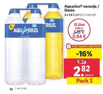 Lidl Aquarius Naranja Limón oferta