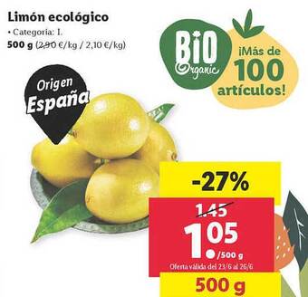 Lidl Limón Ecológico oferta
