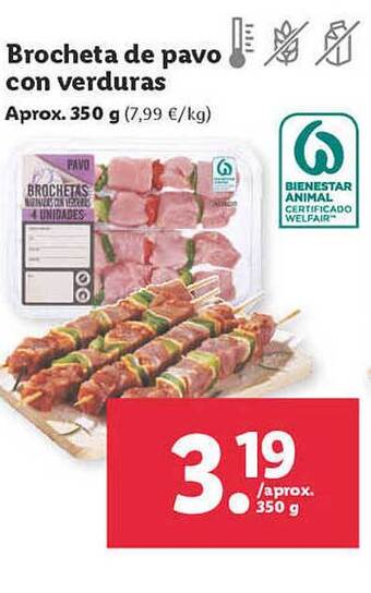 Lidl Brocheta De Pavo Con Verduras oferta