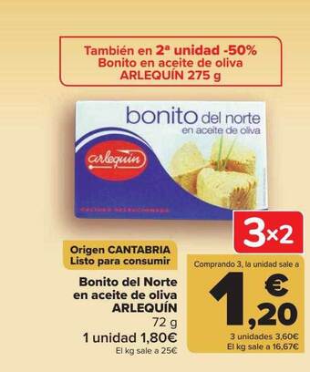 Carrefour Bonito Del Norte En Aceite De Oliva Arlequín oferta