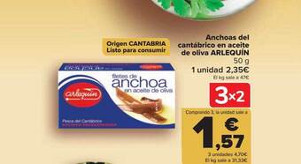 Carrefour Anchoas Del Cantábrico En Aceite De Oliva Arlequín oferta