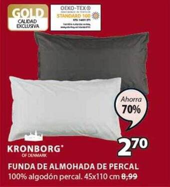 JYSK Kronborg Funda De Almohada De Percal oferta