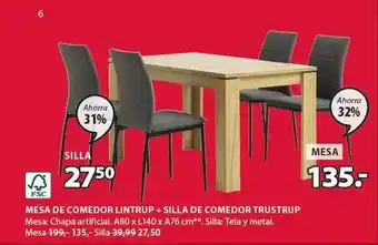JYSK Mesa De Comedor Lintrup + Silla De Comedor Trustrup oferta