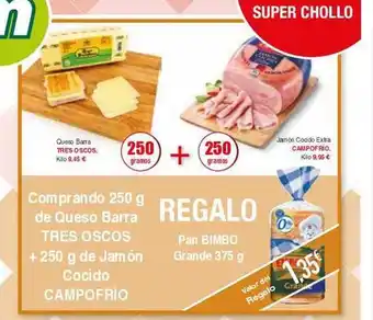 Masymas Queso Barra Tres Oscos Jamón Cocido Extra Campofrio oferta