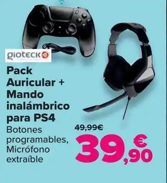 Carrefour Pack Auricular + Mando Inalámbrico Para Ps4 Giotech oferta