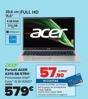 Carrefour Acer Portatil Acer A315-58-57rh oferta