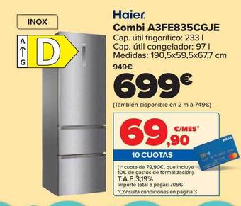 Carrefour Haier Combi A3fe835cgje oferta