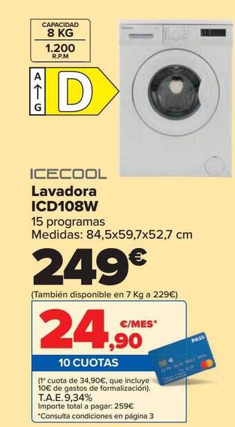 Carrefour Icecool Lavadora Icd108w oferta