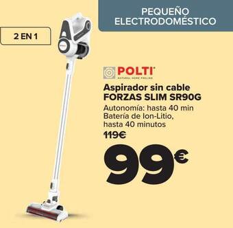 Carrefour Polti Aspirador Sin Cable Forzas Slim Sr90g oferta