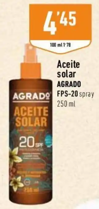 Supermercados Deza Agrado Aceite solar FPS-20 Spray 250 ml oferta