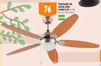 Supermercados Deza Ventilador de techo color madera FM VT-130 con luz 130 cm 60 w oferta