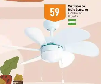 Supermercados Deza Ventilador de techo blanco FM VT-90B con luz 80 cm 60 w oferta