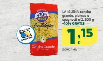 HiperDino La Isleña Concha Grande Plumas O Spaghetti N°2 oferta