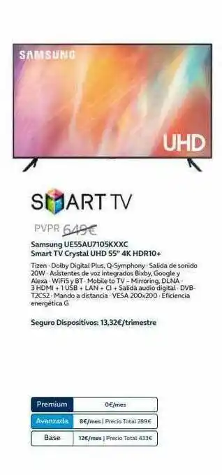 Movistar Samsung Uessau7105kxxc Smart Tv Crystal Uhd 55 oferta