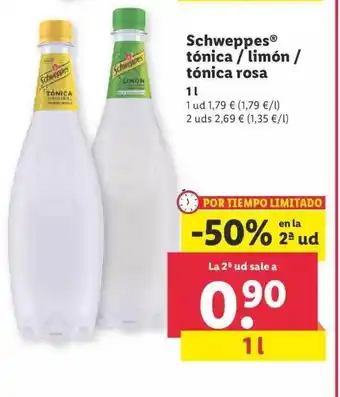 Lidl Schweppes Tónica Limón Tónica Rosa oferta