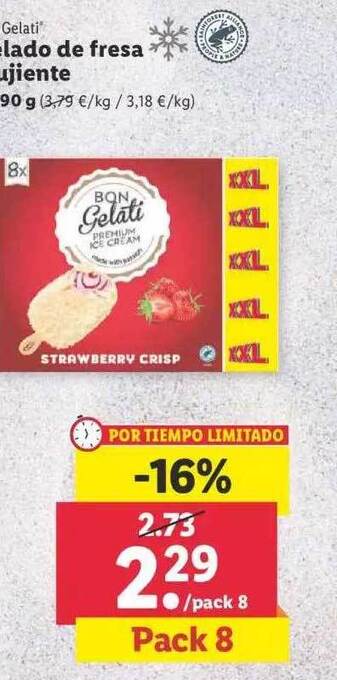 Lidl Bon Gelati Helado De Fresa Crujiente oferta