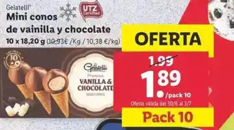 Lidl Gelatelli Mini Conos De Vainilla Y Chocolate oferta