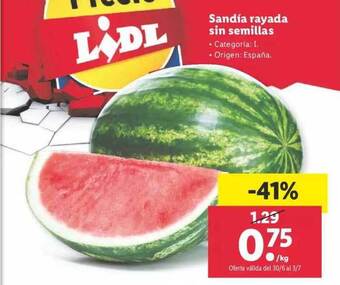 Lidl Sandia Rayada Sin Semillas oferta