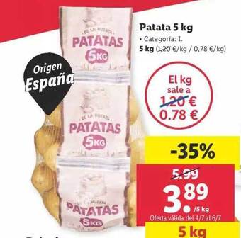 Lidl Patata 5 Kg oferta