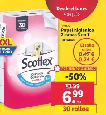 Lidl Scottex Papel Higiénico 2 Capas 3 En 1 oferta