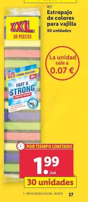 Lidl W5 Estropajo De Colores Para Vajilla oferta