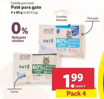 Lidl Coshida Pure Taste Paté Para Gato oferta