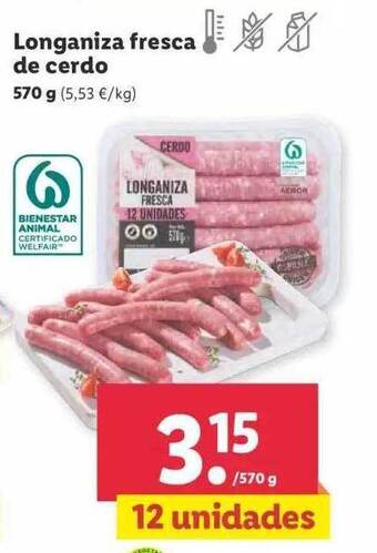 Lidl Longaniza Fresca De Cerdo oferta