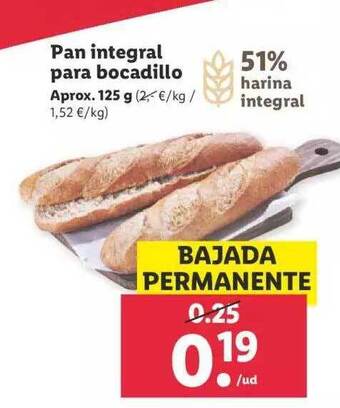 Lidl Pan Integral Para Bocadillo oferta