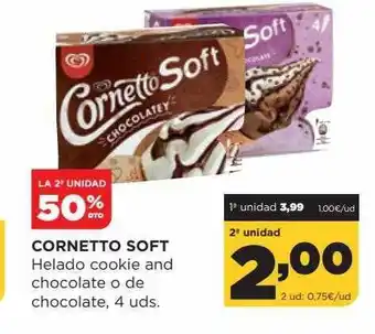 Alimerka La 2a Unidad 50% Dto Cornetto Soft Helado Cookie And Chocolate O De Chocolate oferta