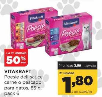 Alimerka La 2a Unidad 50% Dto Vitakraft Poesie Deli Sauce Carne O Pescado Para Gatos oferta